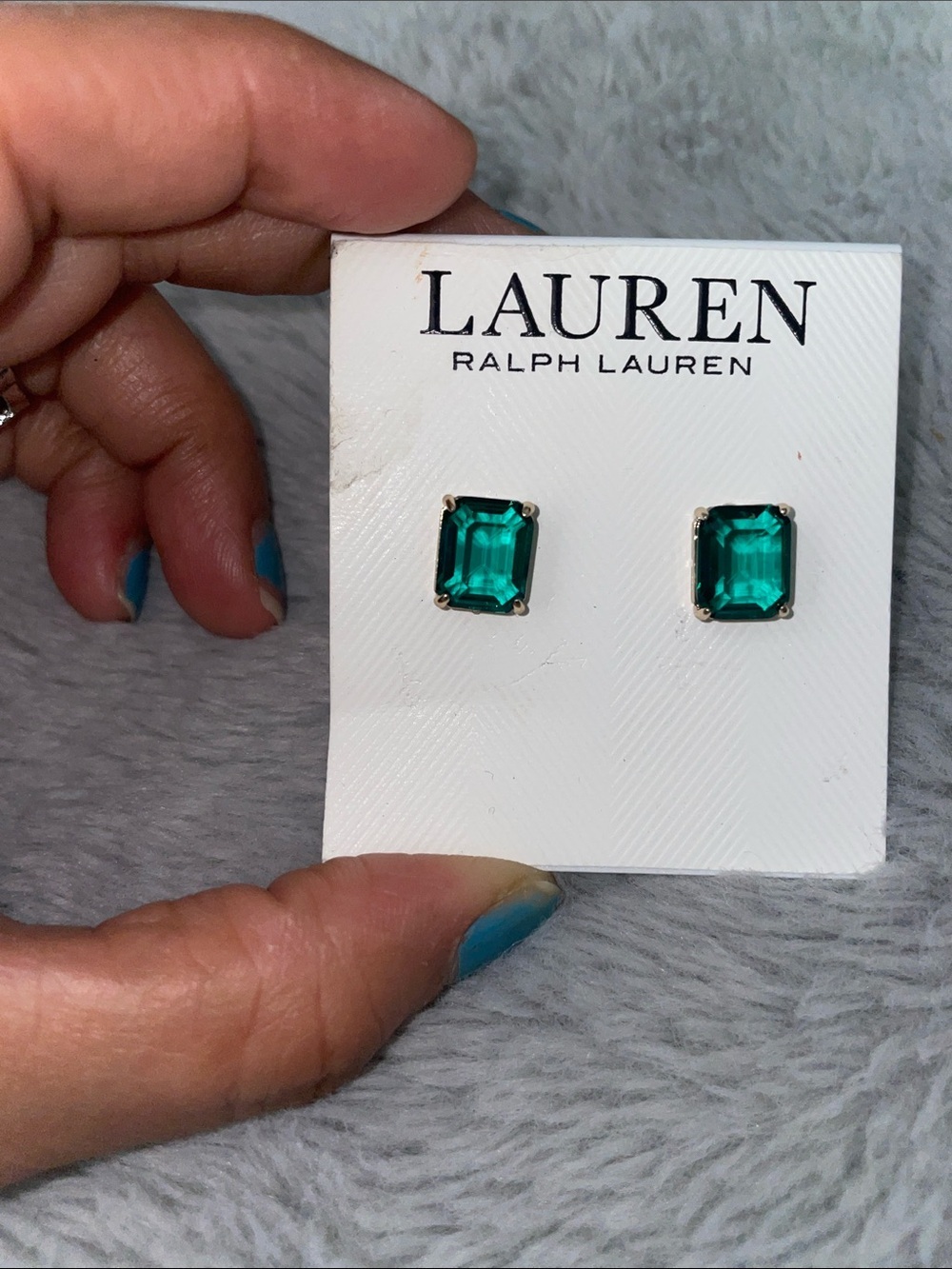 Lauren Ralph Lauren Gold-Tone Bangle and Emerald Green Stud Earrings set - Picture 3 of 5